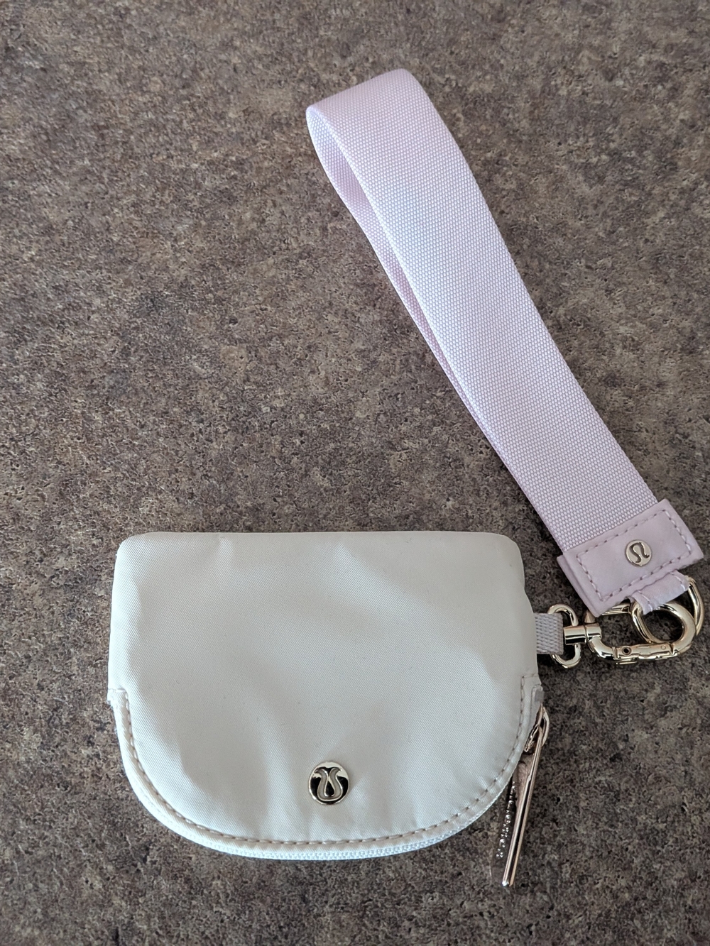 lululemon athletica Pale Pink and White Wristlet Coin Pouch